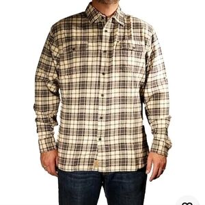 JACHS Brawny Flannel Shirt Cream Gray Rust